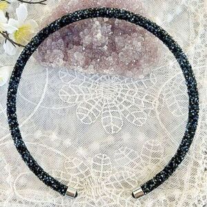 Black Pave Crystal Headband or Collar Necklace